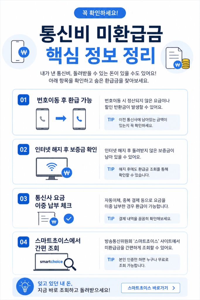 통신비 미환급금 핵심 정보 인포그래픽