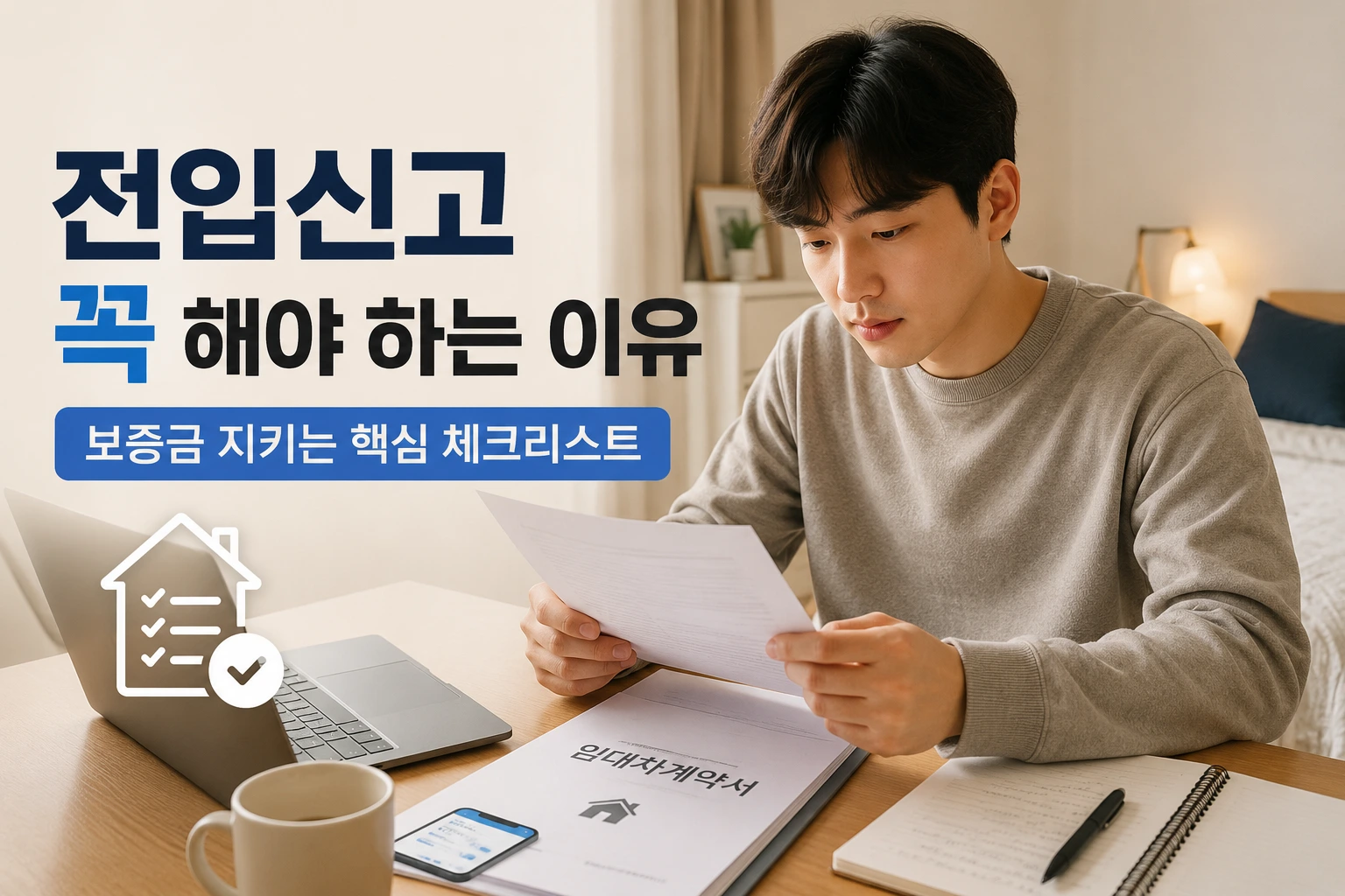 전입신고와 확정일자를 확인하는 자취생 모습