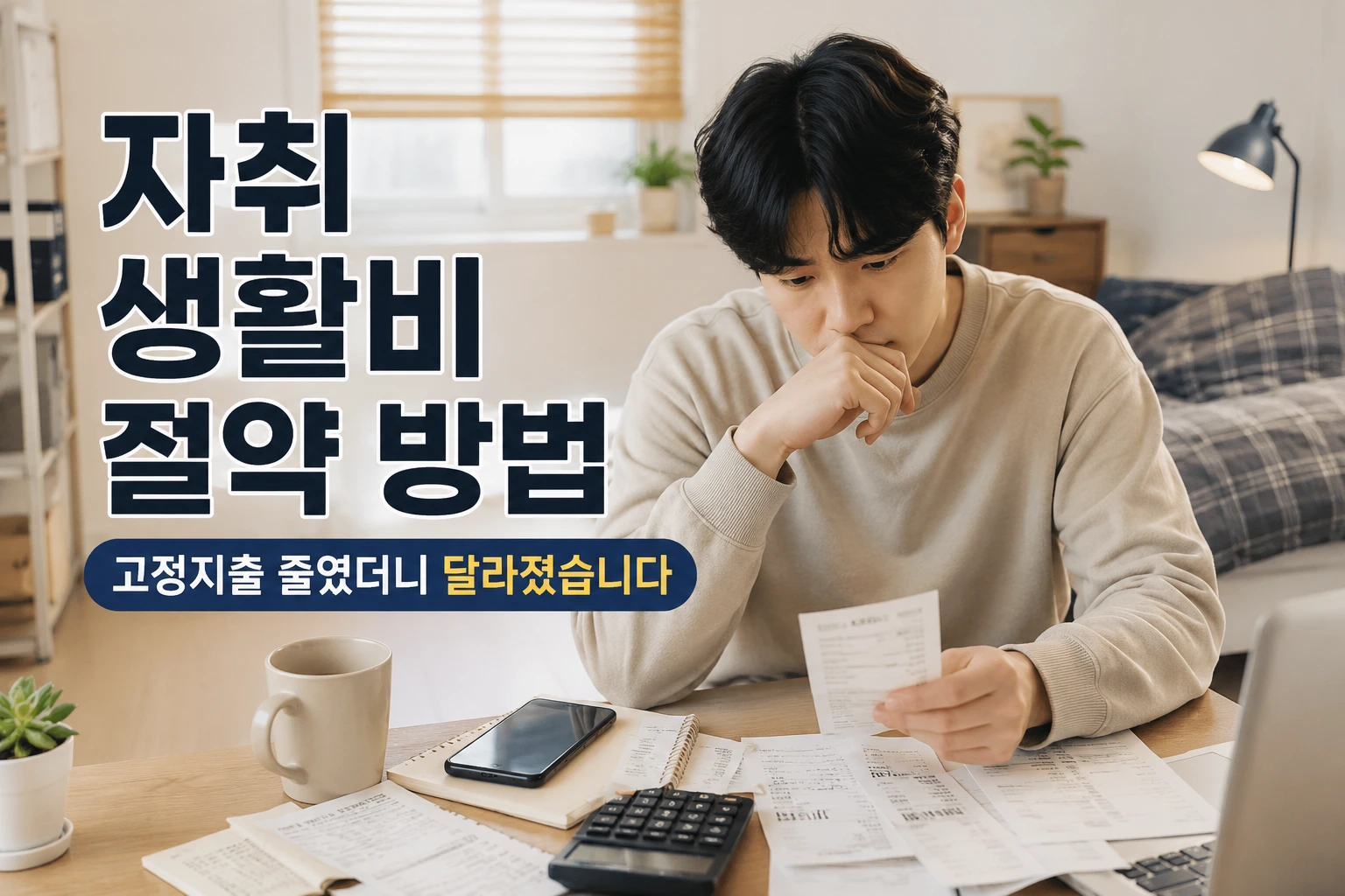 자취 생활비 절약 방법을 정리한 한국 블로그 스타일 대표 썸네일