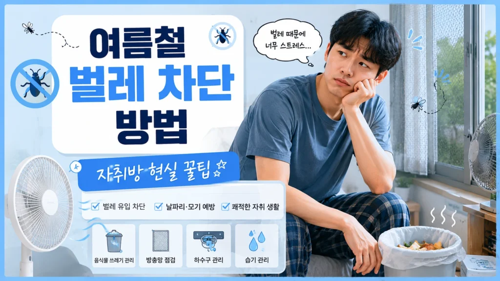여름철 벌레 안 들어오게 하는 방법을 정리한 자취방 이미지