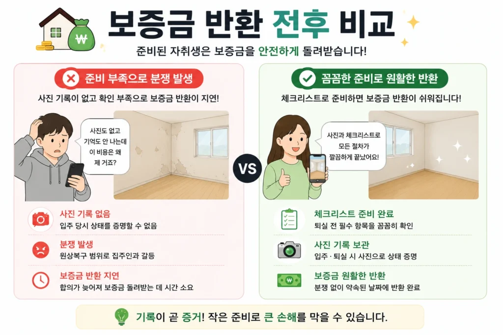 보증금 반환 전후 비교