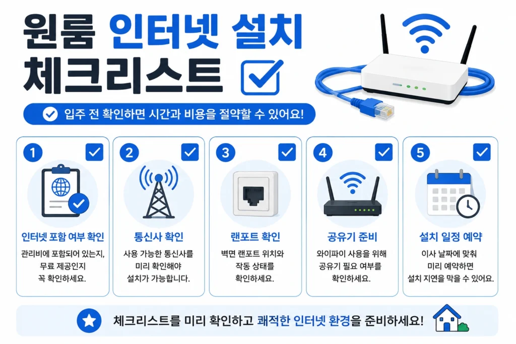 원룸 인터넷 설치 체크리스트