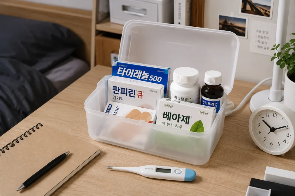자취방 비상약 정리 모습