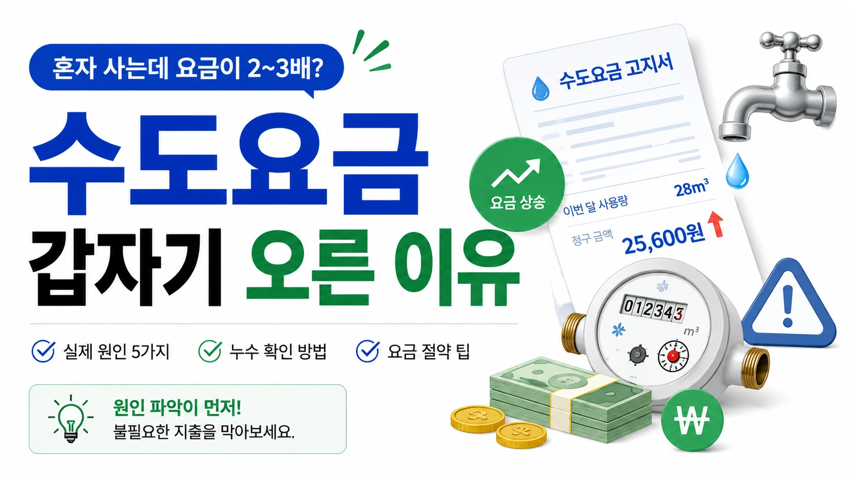 원룸 수도요금이 갑자기 많이 나온 원인과 해결 방법