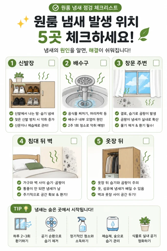 원룸 냄새 발생 위치 체크리스트