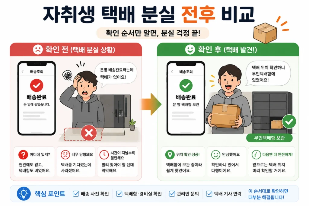 택배 분실 전후 비교 인포그래픽
