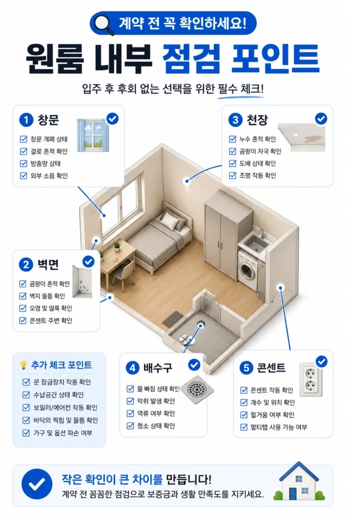 원룸 점검 포인트 인포그래픽