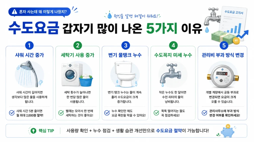 원룸 수도요금이 갑자기 많이 나온 대표 원인 5가지