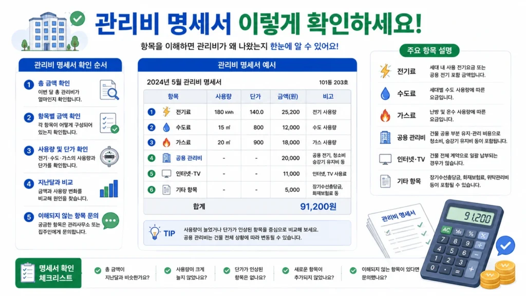 원룸 관리비 명세서 확인 방법