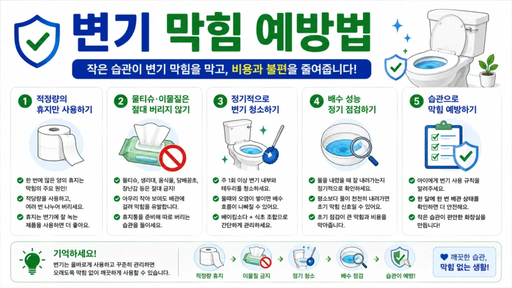 변기 막힘 예방 체크리스트