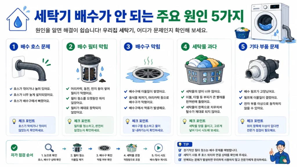 세탁기 배수 불량 점검 순서