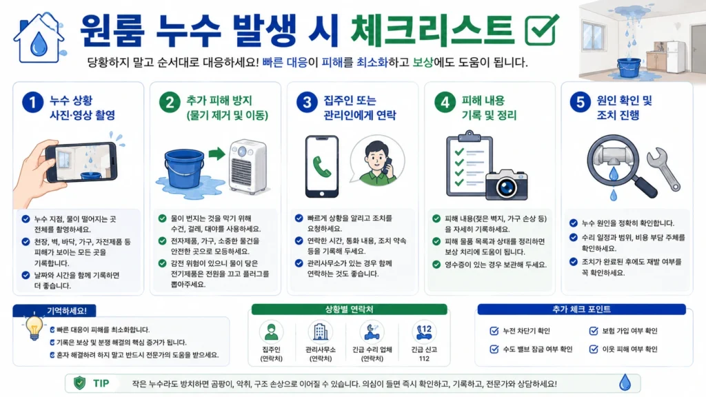 원룸 누수 발생 체크리스트