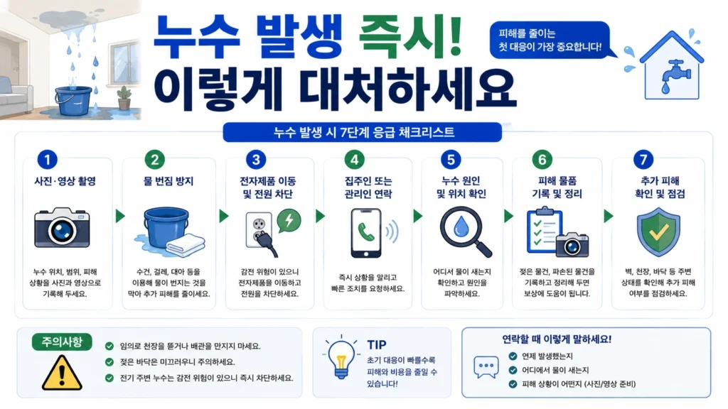 원룸 누수 발생 직후 응급 대처 순서