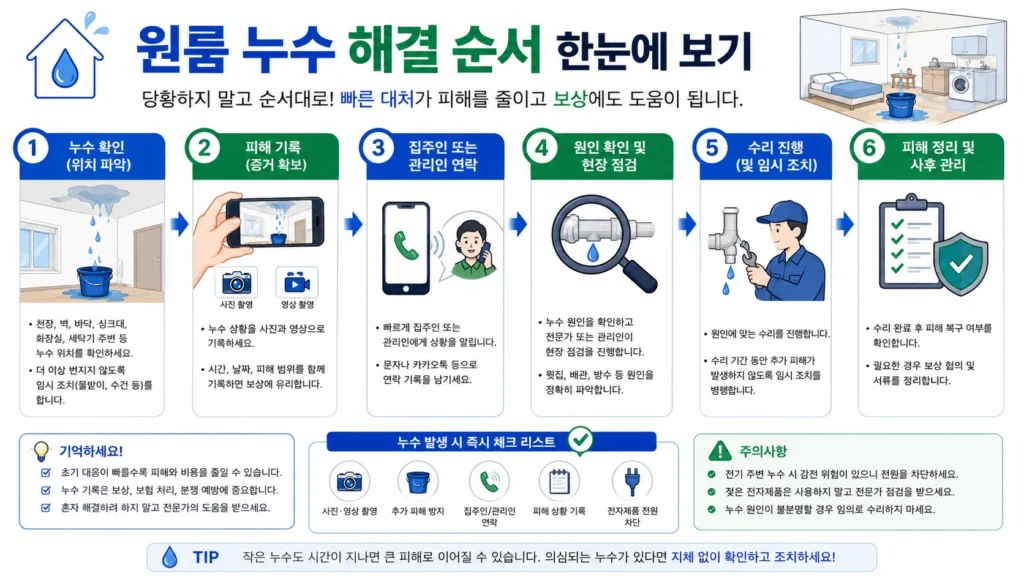 원룸 누수 문제 해결 순서