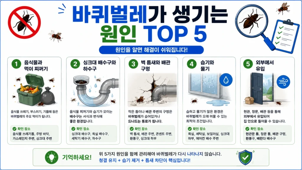바퀴벌레가 생기는 원인 TOP5 인포그래픽