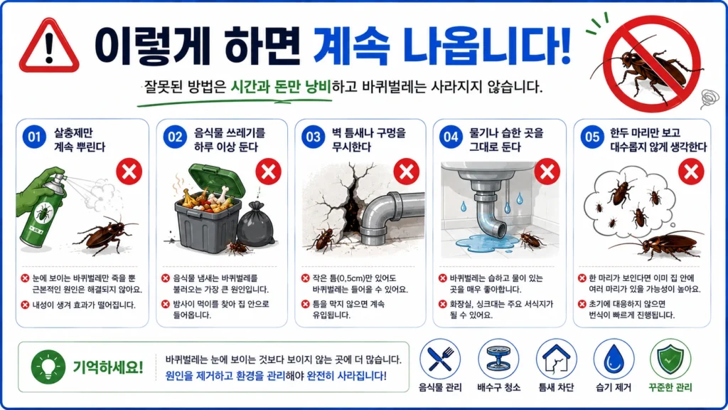 바퀴벌레 퇴치 시 흔한 실수 인포그래픽