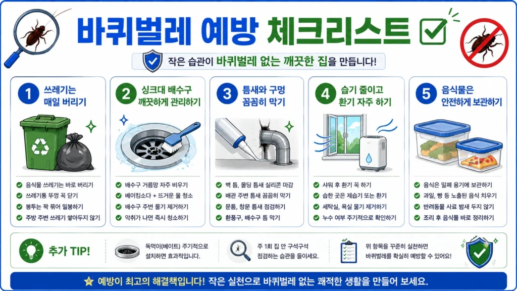 바퀴벌레 예방 체크리스트 인포그래픽