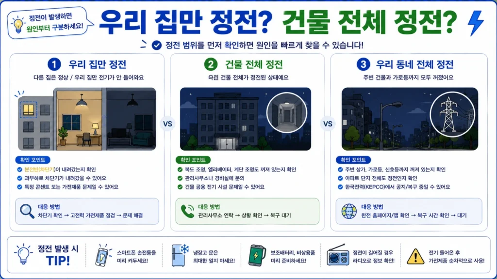 우리 집만 정전인지 건물 전체 정전인지 확인하는 방법