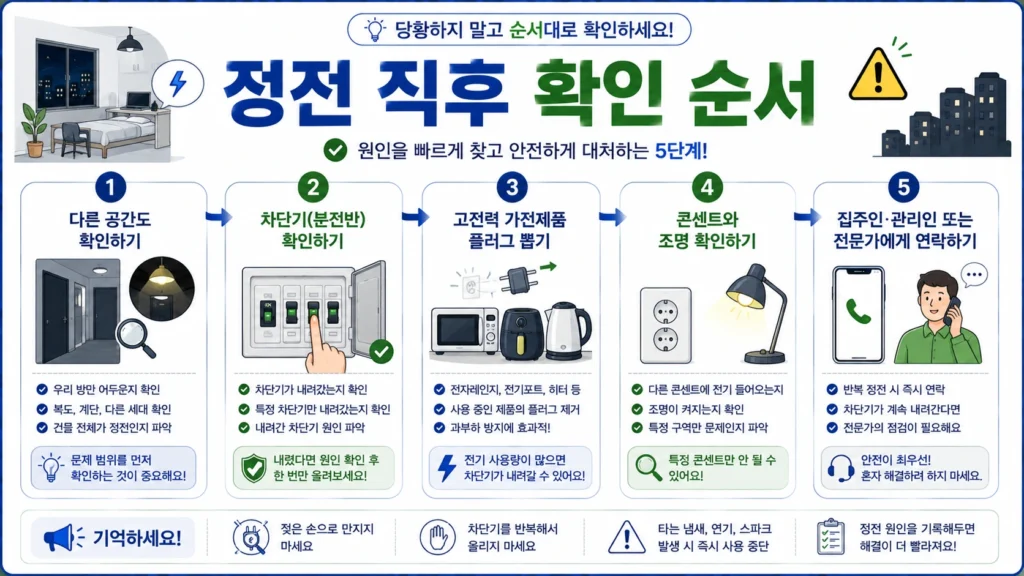 정전 직후 확인해야 할 순서