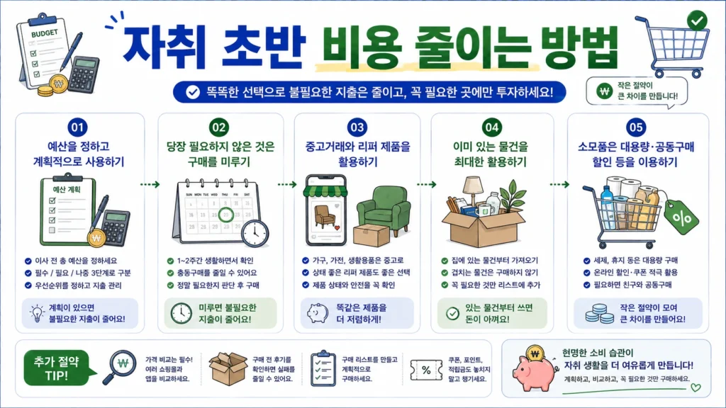 자취 시작할 때 생활비와 구매 비용을 줄이는 방법