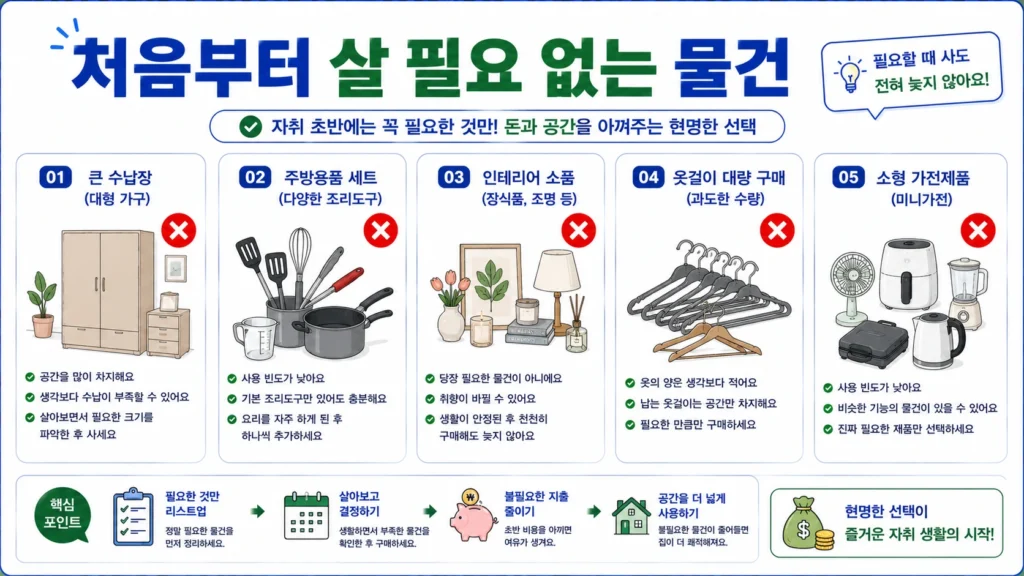 자취 초반 처음부터 살 필요 없는 생활용품